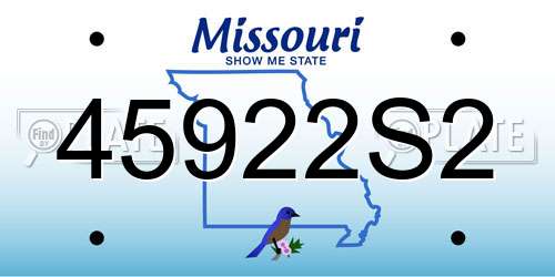 45922S2 Missouri License Plate