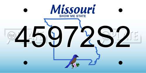 45972S2 Missouri License Plate
