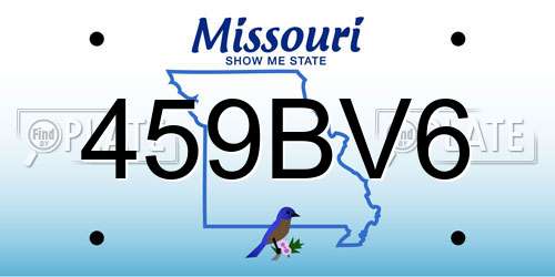 459BV6 Missouri License Plate