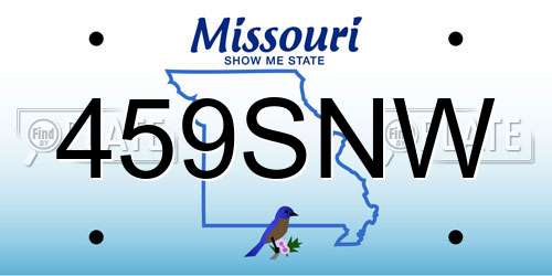 459SNW Missouri License Plate
