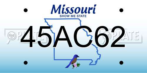 45AC62 Missouri License Plate