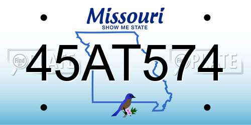 45AT574 Missouri License Plate
