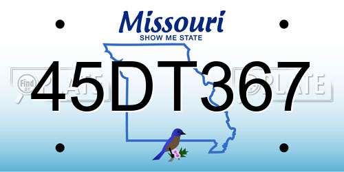 45DT367 Missouri License Plate