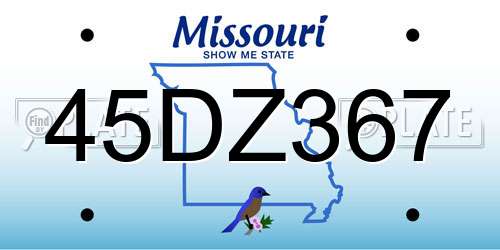 45DZ367 Missouri License Plate