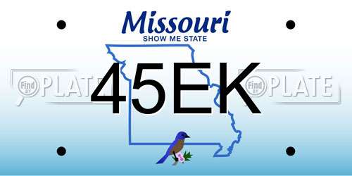 45EK Missouri License Plate