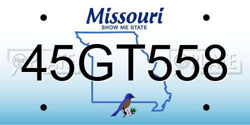 45GT558 Missouri License Plate
