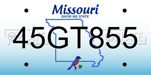 45GT855 Missouri License Plate