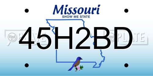 45H2BD Missouri License Plate