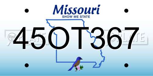 45OT367 Missouri License Plate