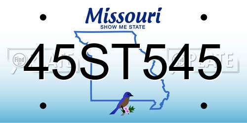 45ST545 Missouri License Plate