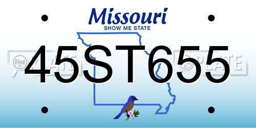 45ST655 Missouri License Plate