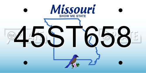 45ST658 Missouri License Plate