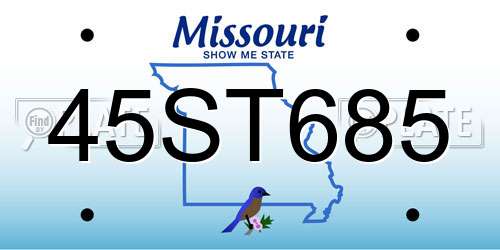 45ST685 Missouri License Plate