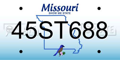 45ST688 Missouri License Plate