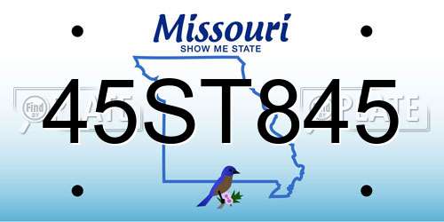 45ST845 Missouri License Plate
