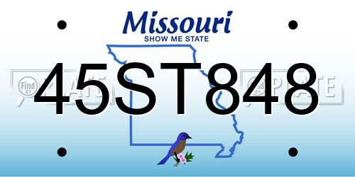45ST848 Missouri License Plate