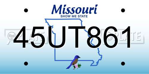 45UT861 Missouri License Plate