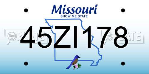45ZI178 Missouri License Plate