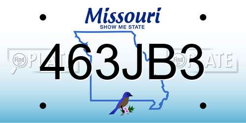 463JB3 Missouri License Plate