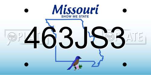463JS3 Missouri License Plate