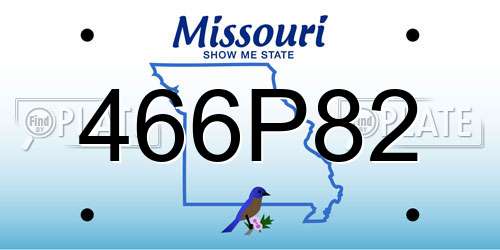 466P82 Missouri License Plate