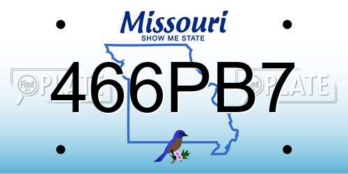 466PB7 Missouri License Plate