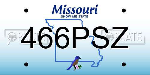 466PSZ Missouri License Plate