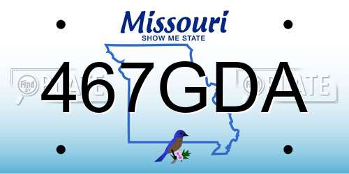 467GDA Missouri License Plate