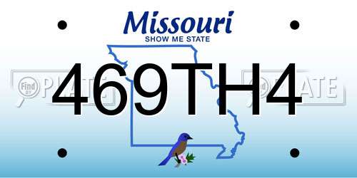 469TH4 Missouri License Plate