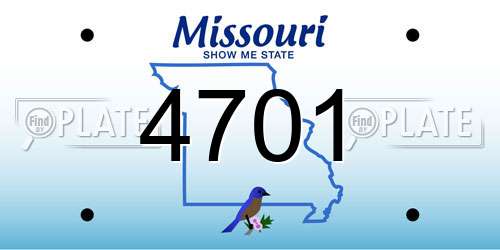 4701 Missouri License Plate