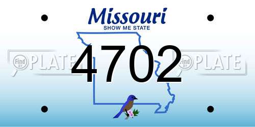 4702 Missouri License Plate
