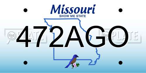 472AGO Missouri License Plate