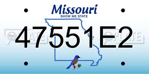47551E2 Missouri License Plate