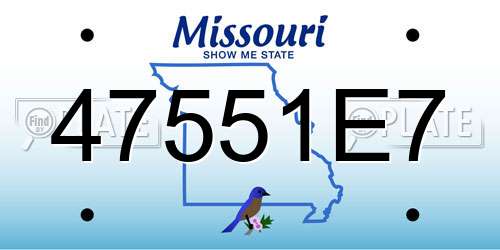 47551E7 Missouri License Plate