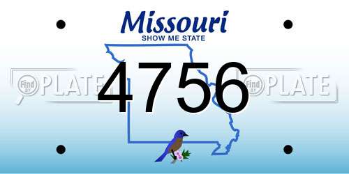 4756 Missouri License Plate