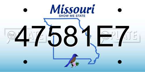 47581E7 Missouri License Plate