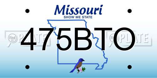 475BTO Missouri License Plate