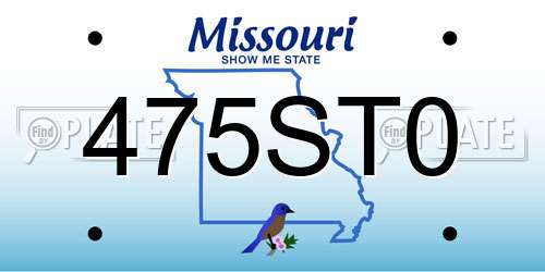 475ST0 Missouri License Plate