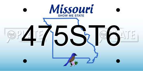 475ST6 Missouri License Plate