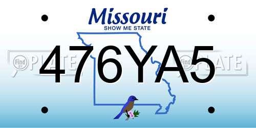 476YA5 Missouri License Plate