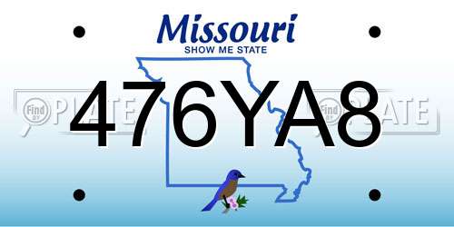 476YA8 Missouri License Plate