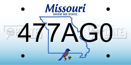 477AG0 Missouri License Plate