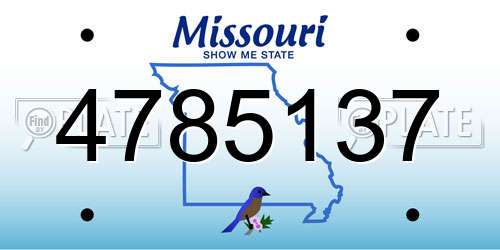 4785137 Missouri License Plate