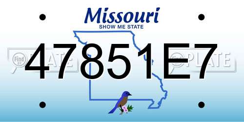 47851E7 Missouri License Plate