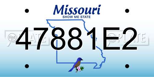 47881E2 Missouri License Plate