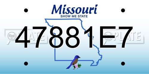 47881E7 Missouri License Plate