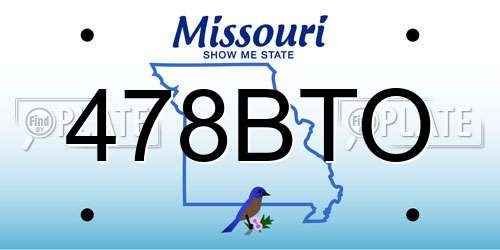 478BTO Missouri License Plate