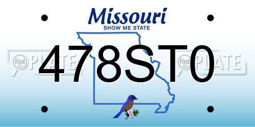 478ST0 Missouri License Plate