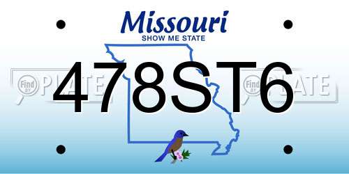 478ST6 Missouri License Plate