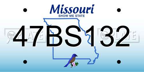 47BS132 Missouri License Plate